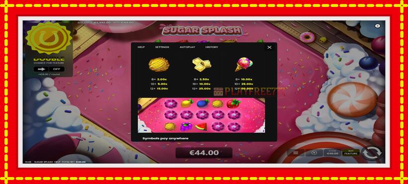 Slot machine Sugar Splash with access to free game online, picture 6