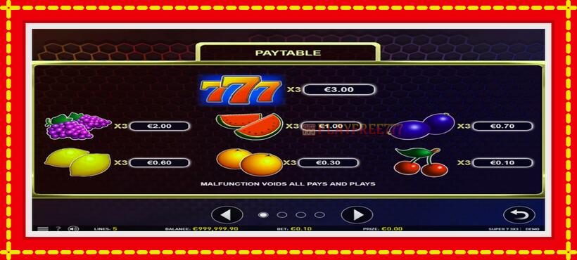 Slot machine Super 7 3x3 with access to free game online, picture 4