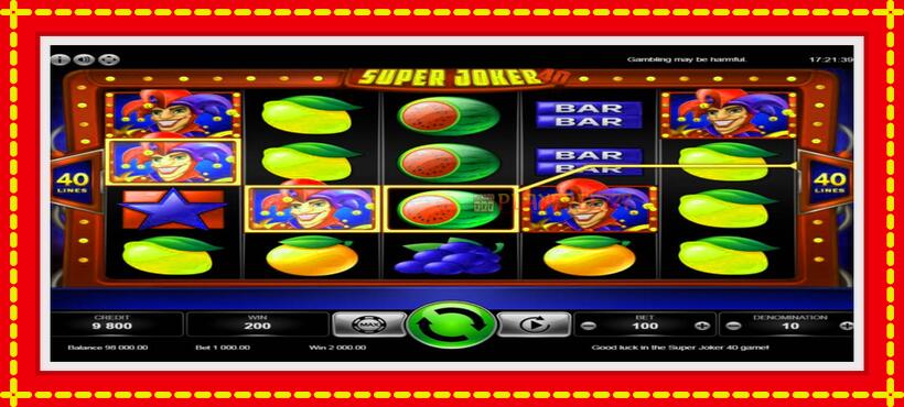 Slot machine Super Joker 40 with access to free game online, picture 2