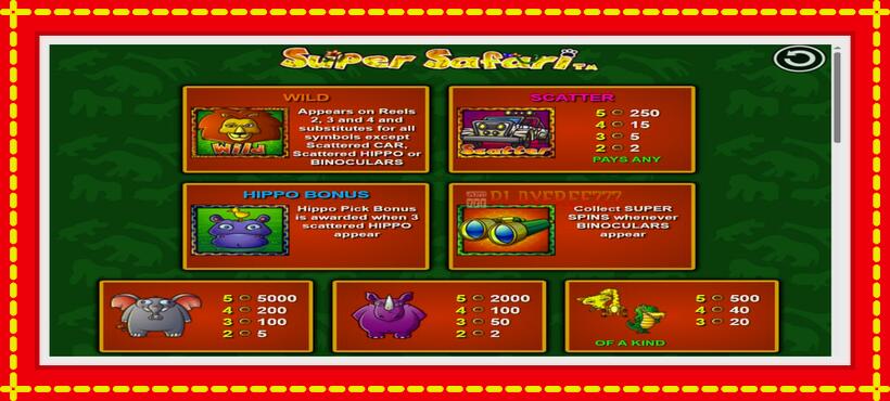 Slot machine Super Safari with access to free game online, picture 3