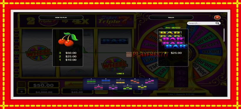 Slot machine Super Triple 7s Classic with access to free game online, picture 4