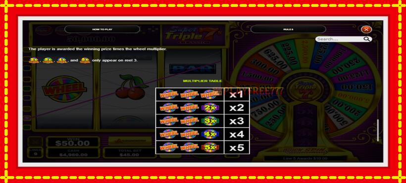 Slot machine Super Triple 7s Classic with access to free game online, picture 5