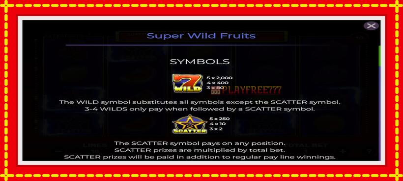 Slot machine Super Wild Fruits with access to free game online, picture 3