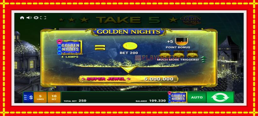 Slot machine Take 5 Golden Nights with access to free game online, picture 6