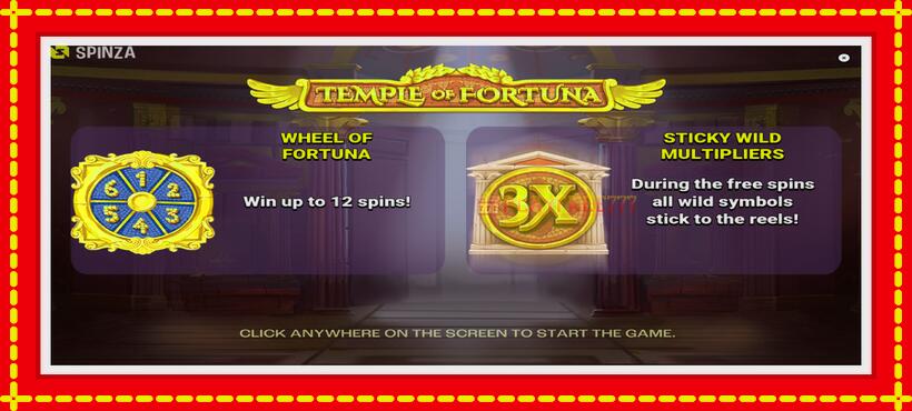 Slot machine Temple of Fortuna with access to free game online, picture 1