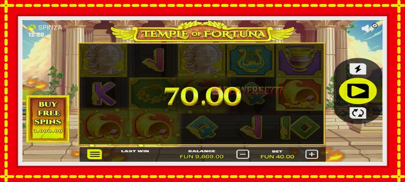 Slot machine Temple of Fortuna with access to free game online, picture 3