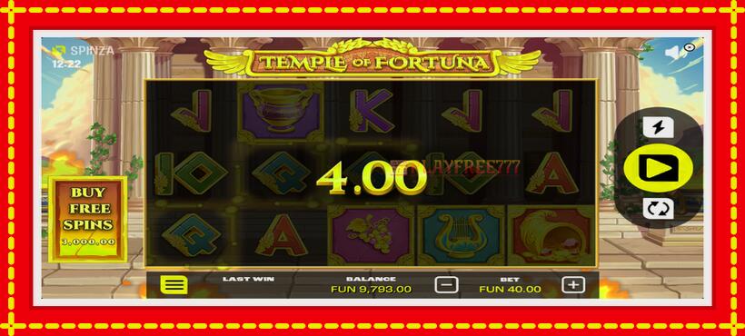 Slot machine Temple of Fortuna with access to free game online, picture 4