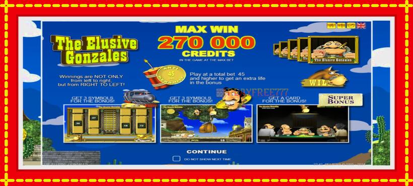 Slot machine The Elusive Gonzales with access to free game online, picture 1