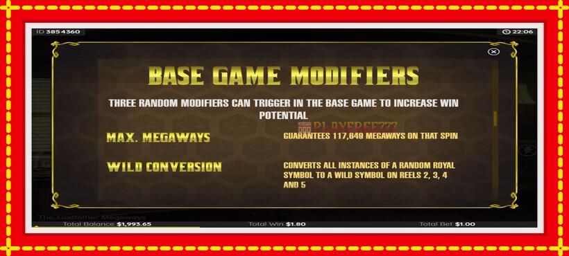 Slot machine The Godfather Megaways with access to free game online, picture 6