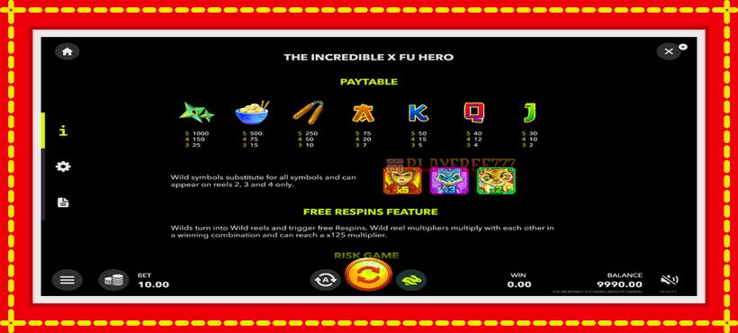 Slot machine The Incredible X Fu Hero with access to free game online, picture 5