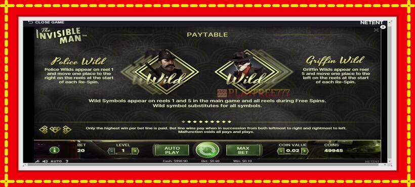 Slot machine The Invisible Man with access to free game online, picture 5