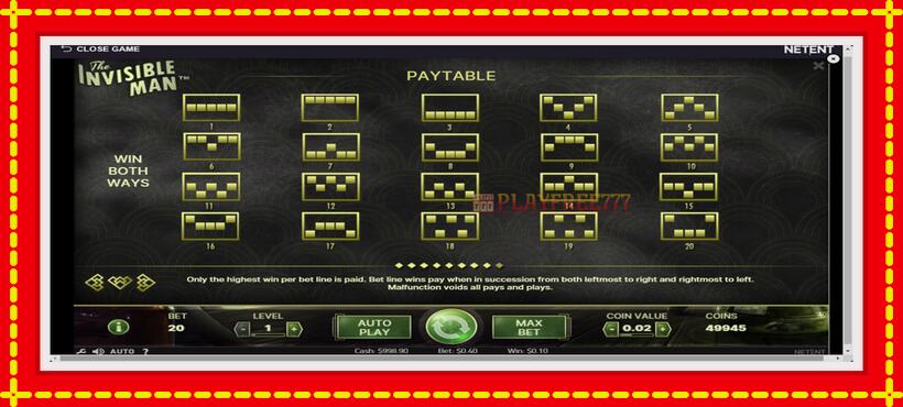 Slot machine The Invisible Man with access to free game online, picture 7