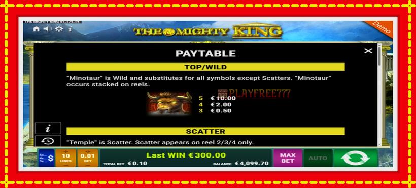 Slot machine The Mighty King with access to free game online, picture 4