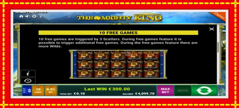 Slot machine The Mighty King with access to free game online, picture 5