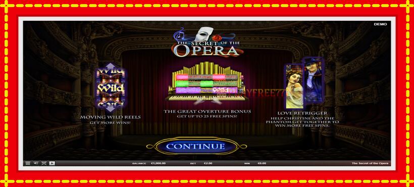 Slot machine The Secret of the Opera with access to free game online, picture 1