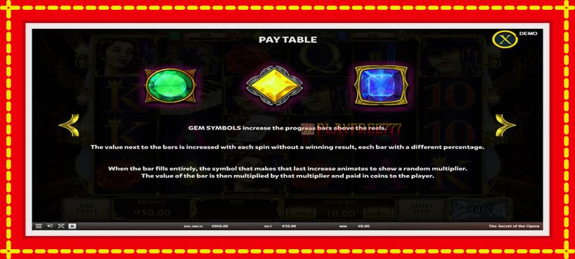 Slot machine The Secret of the Opera with access to free game online, picture 6