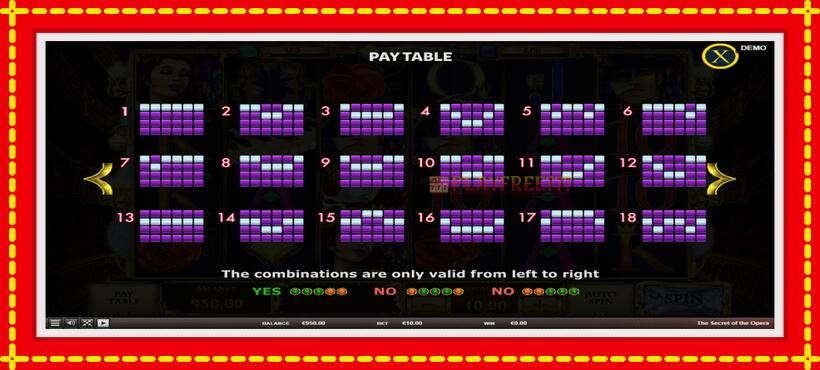 Slot machine The Secret of the Opera with access to free game online, picture 7