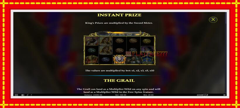 Slot machine The Sword and the Grail Excalibur with access to free game online, picture 5