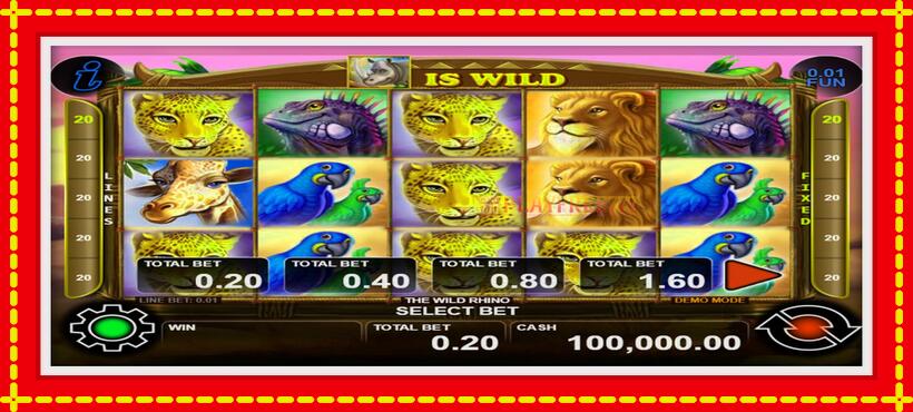 Slot machine The Wild Rhino with access to free game online, picture 1