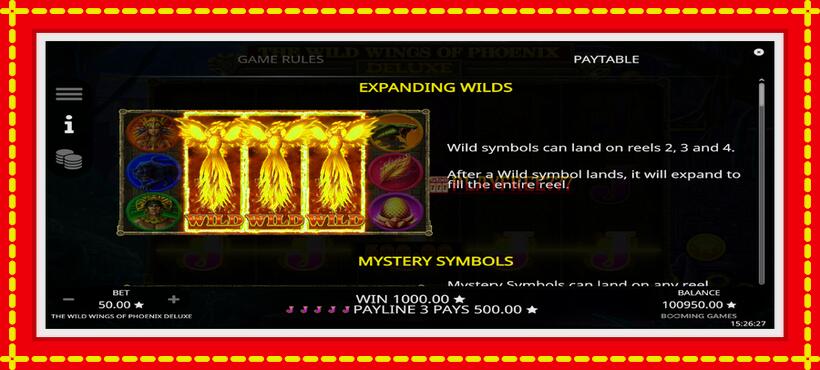 Slot machine The Wild Wings of Phoenix Deluxe with access to free game online, picture 5