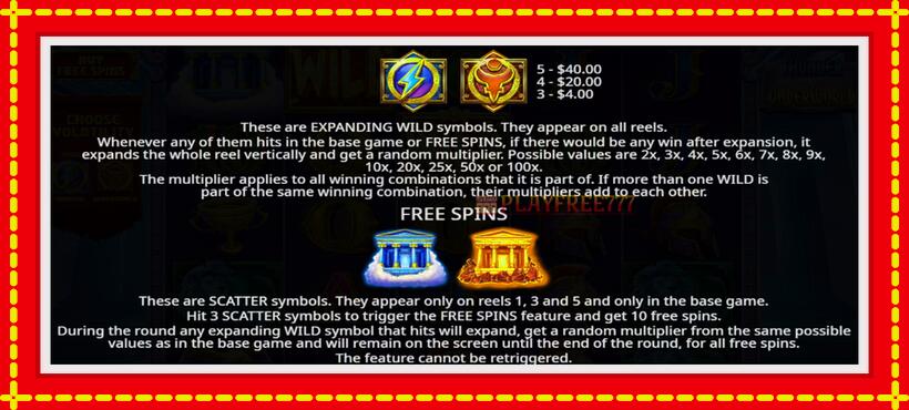 Slot machine Thunder vs Underworld with access to free game online, picture 5