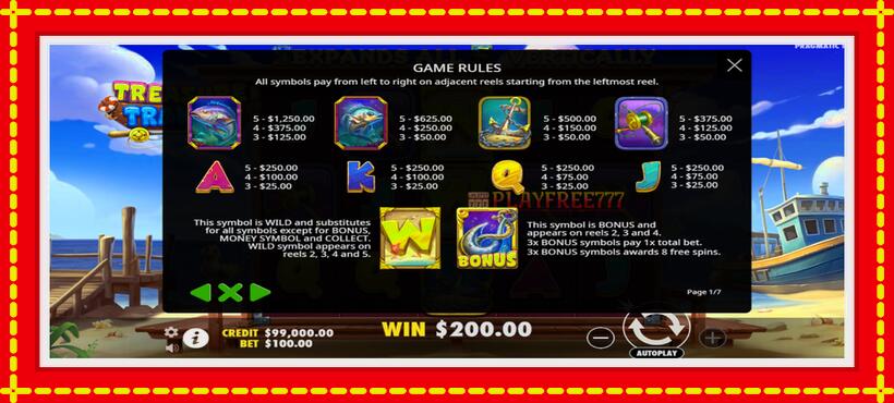 Slot machine Treasure Trawler with access to free game online, picture 5