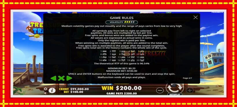 Slot machine Treasure Trawler with access to free game online, picture 7