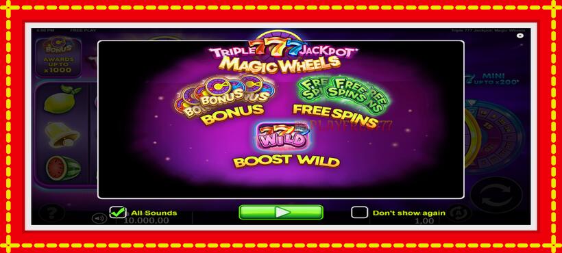 Slot machine Triple 777 Jackpot Magic Wheels with access to free game online, picture 1