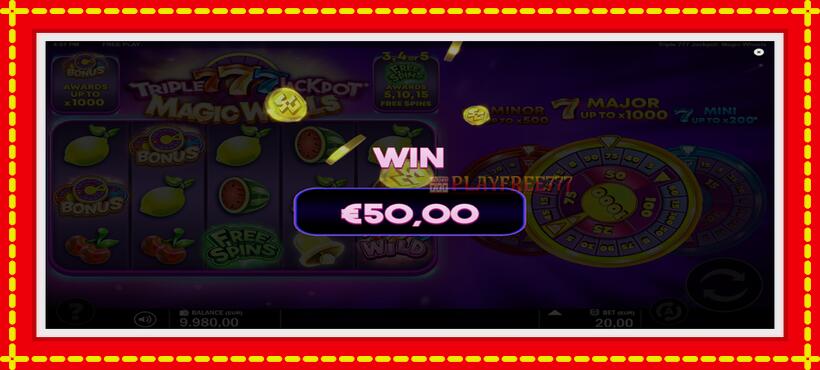 Slot machine Triple 777 Jackpot Magic Wheels with access to free game online, picture 3