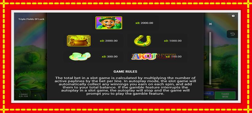 Slot machine Triple Fields of Luck with access to free game online, picture 6