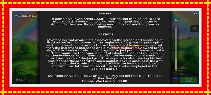 Slot machine Triple Fields of Luck with access to free game online, picture 7