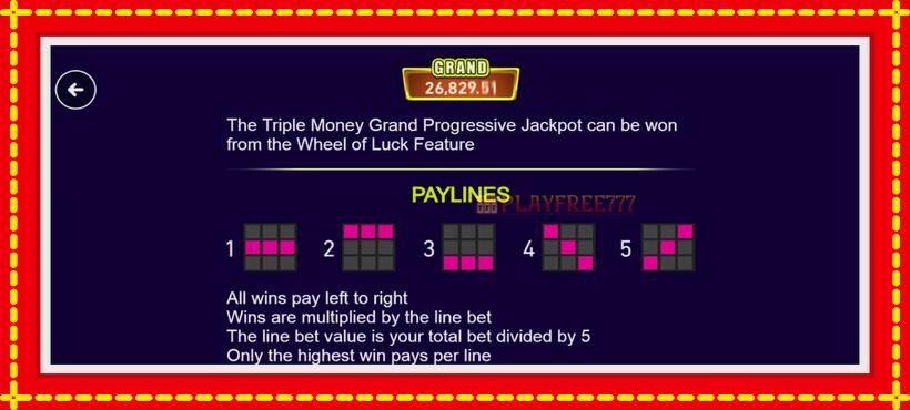 Slot machine Triple Money Jackpot with access to free game online, picture 7