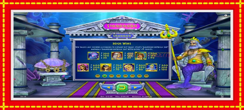 Slot machine Tritons Secret with access to free game online, picture 5