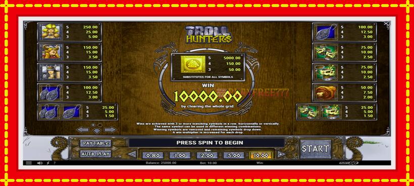 Slot machine Troll Hunters with access to free game online, picture 6