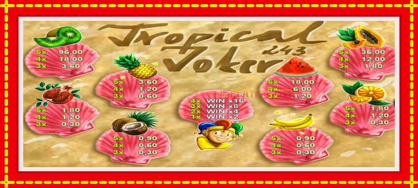 Slot machine Tropical Joker with access to free game online, picture 5