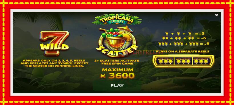 Slot machine Tropicana Fruits with access to free game online, picture 1