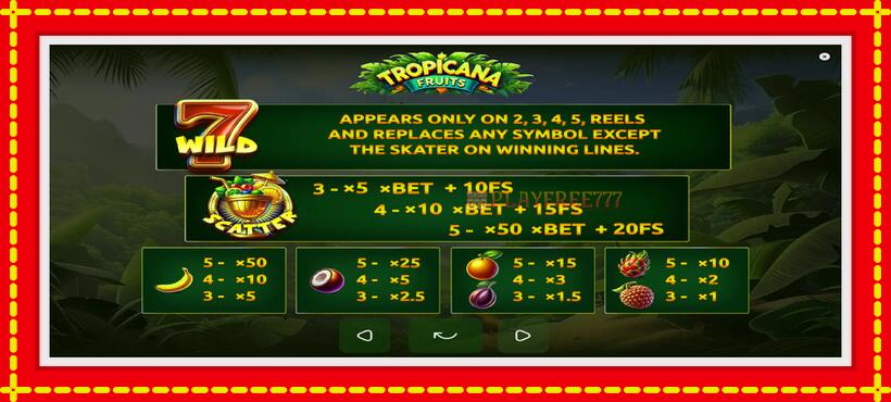 Slot machine Tropicana Fruits with access to free game online, picture 5