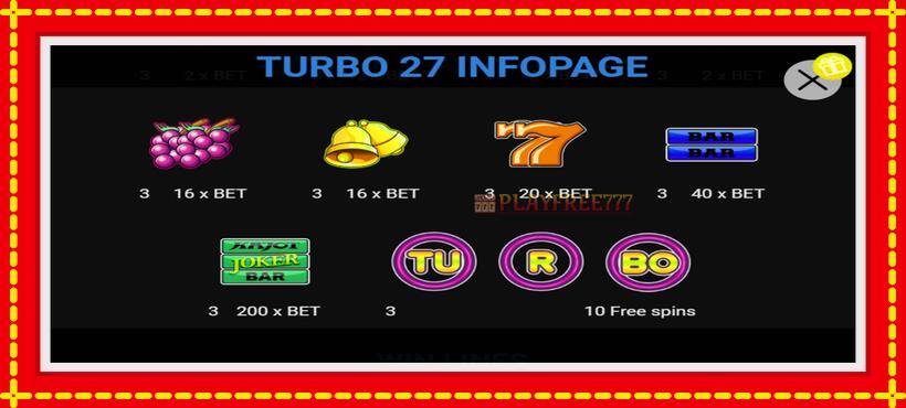 Slot machine Turbo 27 with access to free game online, picture 3