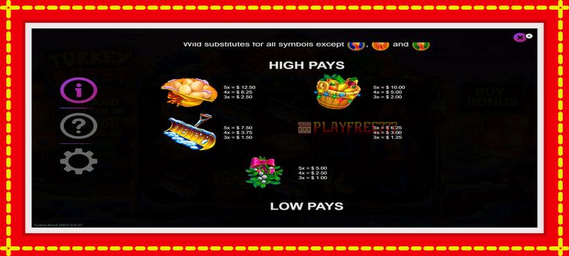 Slot machine Turkey Burst with access to free game online, picture 3