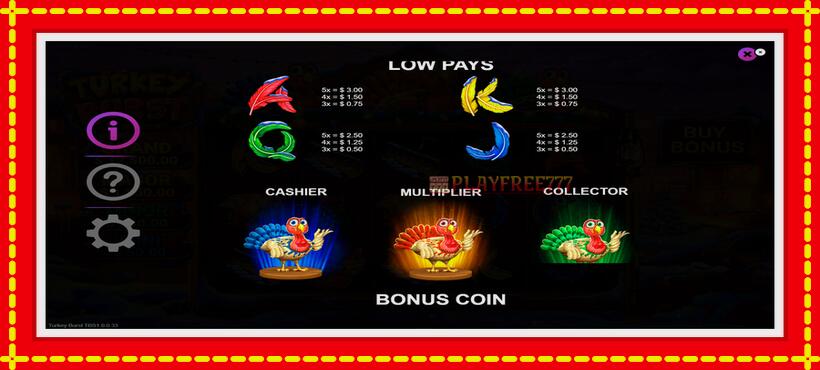 Slot machine Turkey Burst with access to free game online, picture 4