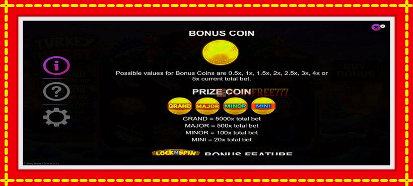 Slot machine Turkey Burst with access to free game online, picture 5