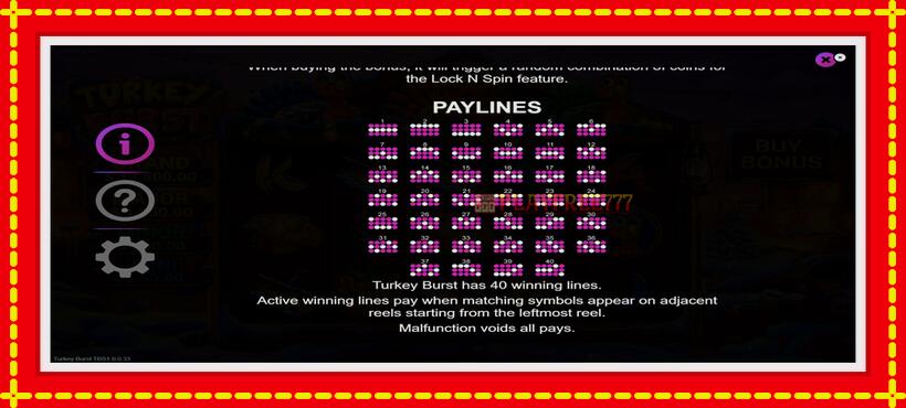 Slot machine Turkey Burst with access to free game online, picture 6