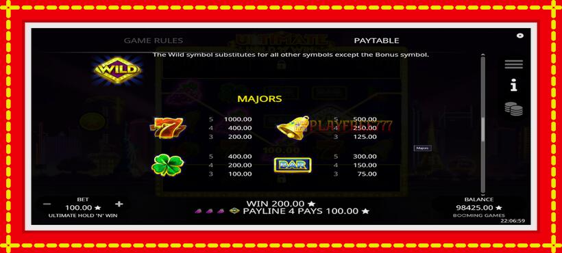 Slot machine Ultimate Hold N Win with access to free game online, picture 6