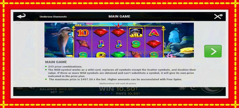 Slot machine Undersea Diamonds with access to free game online, picture 6