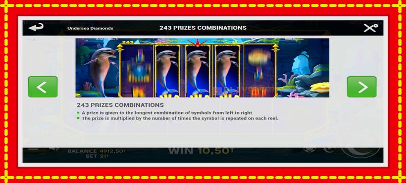 Slot machine Undersea Diamonds with access to free game online, picture 7