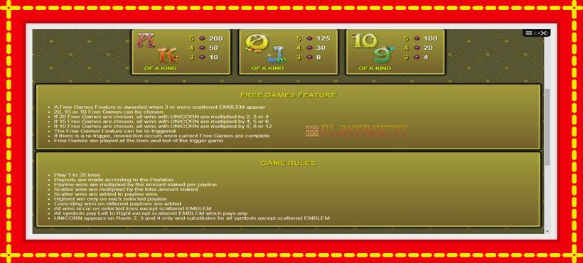 Slot machine Unicorn Legend with access to free game online, picture 6