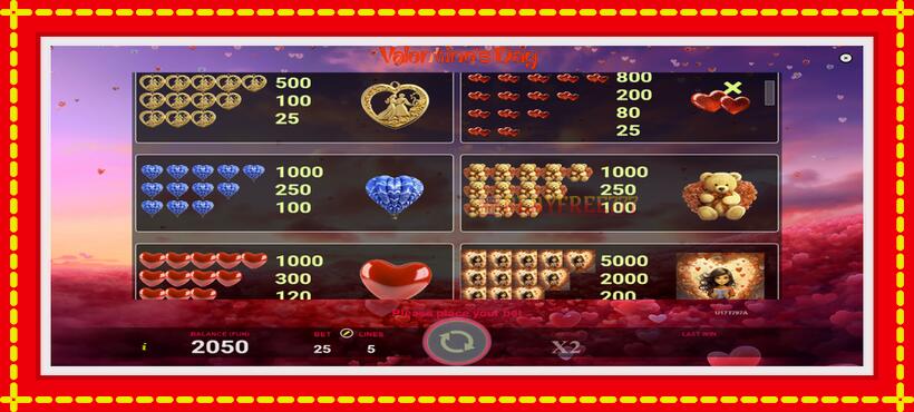 Slot machine Valentines Day with access to free game online, picture 5