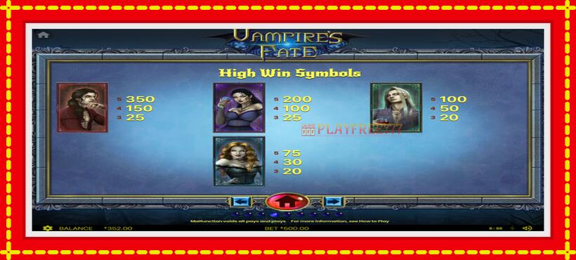 Slot machine Vampires Fate with access to free game online, picture 3