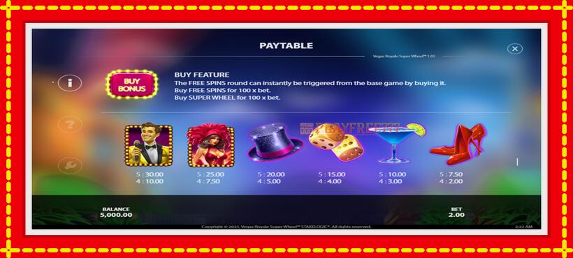 Slot machine Vegas Royale Super Wheel with access to free game online, picture 3