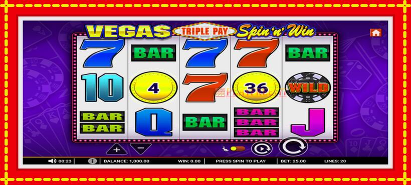 Slot machine Vegas Triple Pay Spin n Win with access to free game online, picture 1